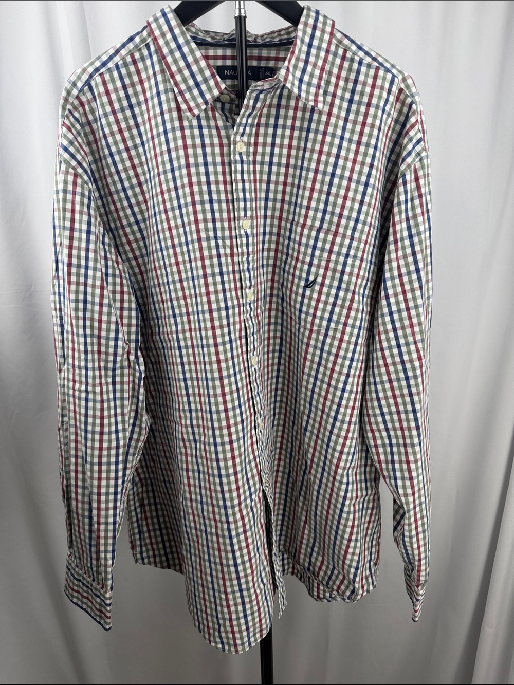 Nautica Plaid Button-Down Shirt in Blue, Red & Green